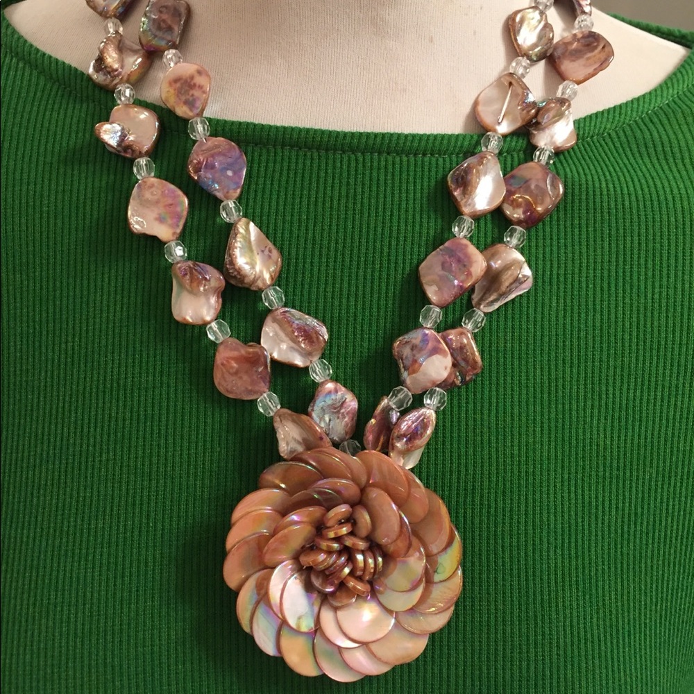 Beautiful Beige and Brown Statement Necklace NWOT